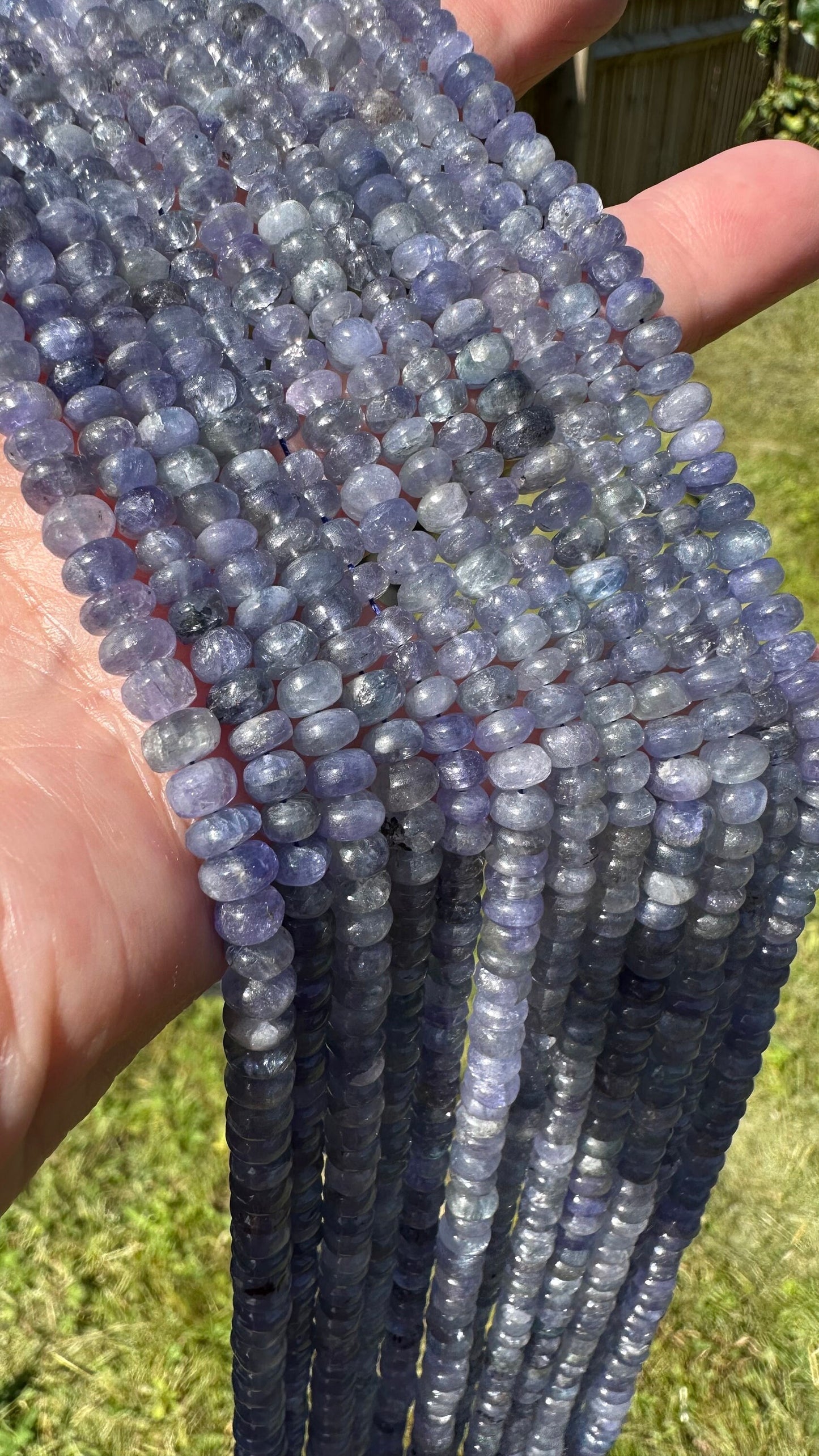 Natural Handcut Rustic Tanzanite Ethereal Wisteria Purple Smooth multi tonal rondelles 5-6mm