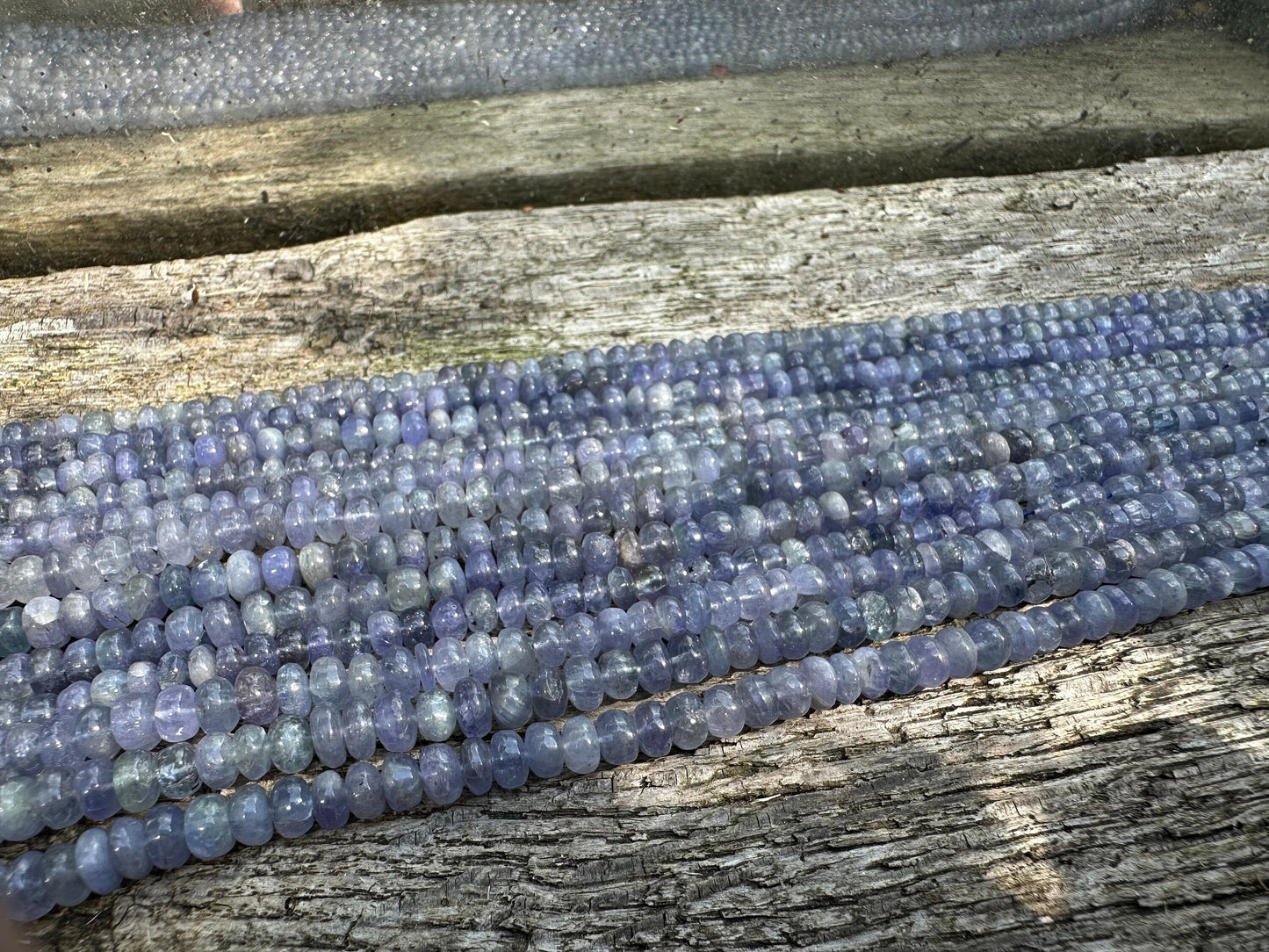 Natural Handcut Rustic Tanzanite Ethereal Wisteria Purple Smooth multi tonal rondelles 5-6mm