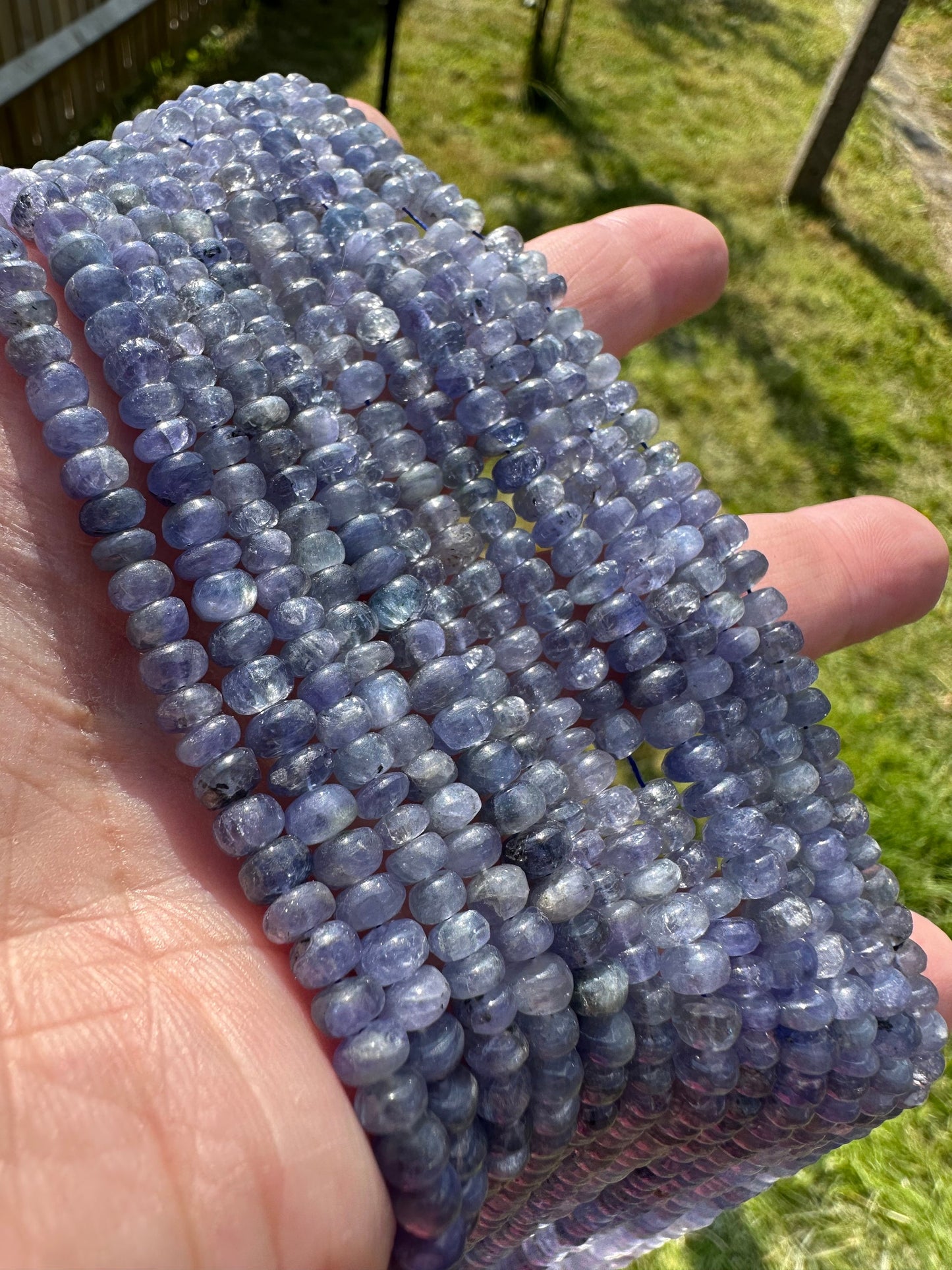 Natural Handcut Rustic Tanzanite Ethereal Wisteria Purple Smooth multi tonal rondelles 5-6mm