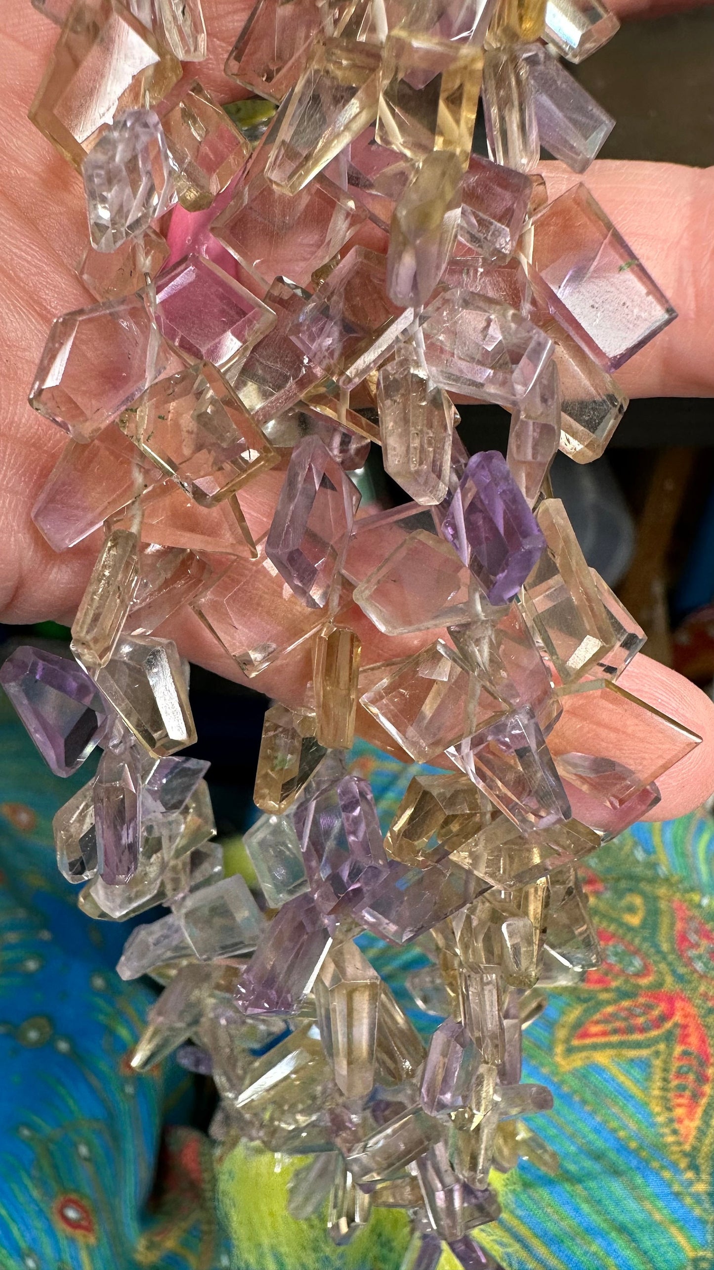 High Quality Hand Faceted Step cut Geometric Super Clear Ametrine Gemstone Briolette Slice shapes