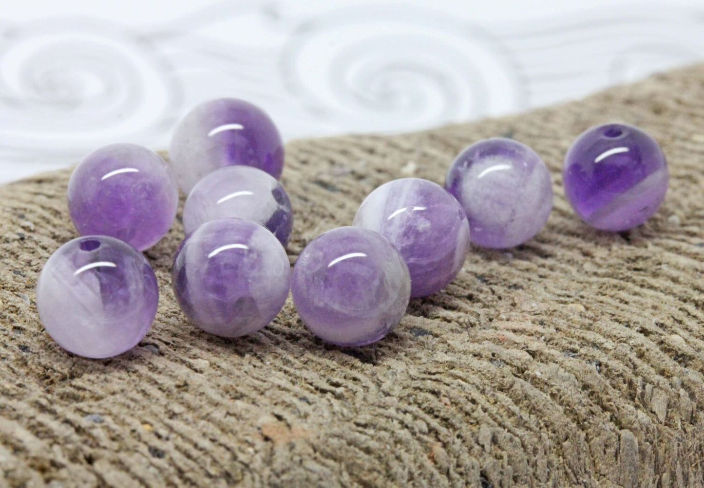 Natural Chevron Amethyst Round Beads 10 mm / Amethyst Gemstone Beads / Purple Amethyst Beads / Natural Purple Gemstone Beads / 3 AAA beads