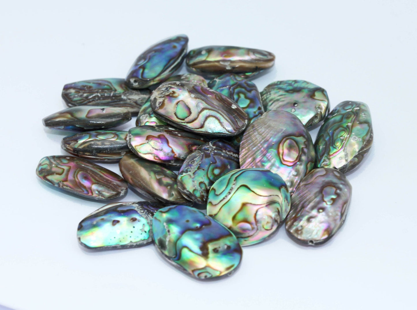 Natural Blue green Abalone oval Double Sided shell Beads 15 - 25 mm approx Abalone Shell Beads Amazing Patterns Rustic Shell / 1 bead