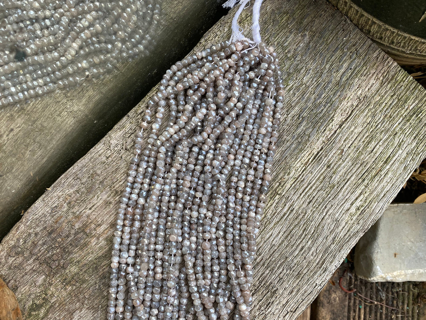 Grey Moonstone Hand Faceted Silvered Rondelle Round Beads 5mm approx Moonstone Beads Glowing Moonstone Gemstone Beads
