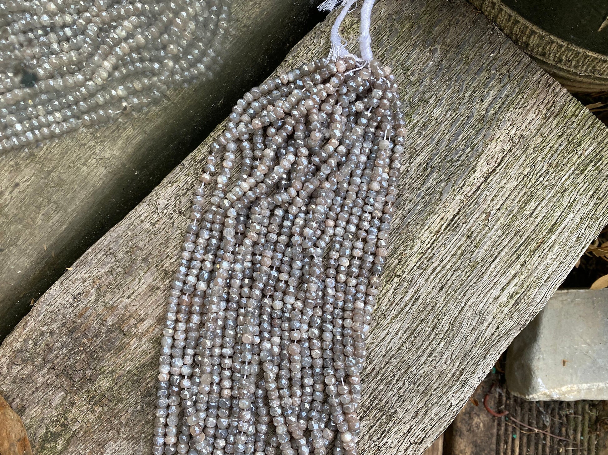 Grey Moonstone Hand Faceted Silvered Rondelle Round Beads 5mm approx Moonstone Beads Glowing Moonstone Gemstone Beads