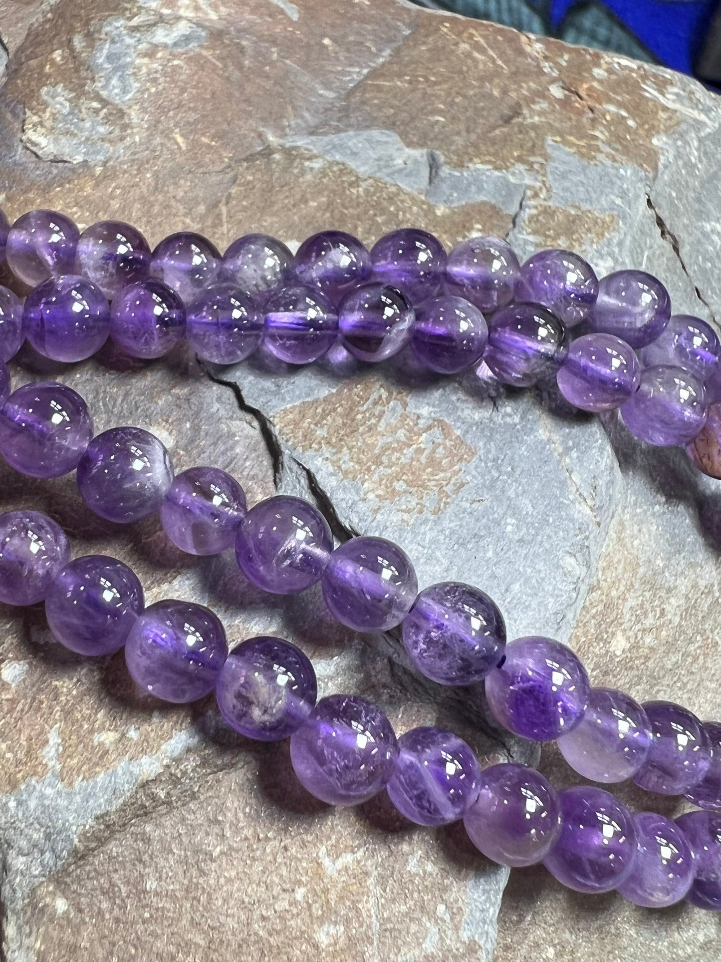Natural Rustic Brazilian Amethyst Round Beads 5mm - 6mm Handcut / Natural Purple Gemstone Beads