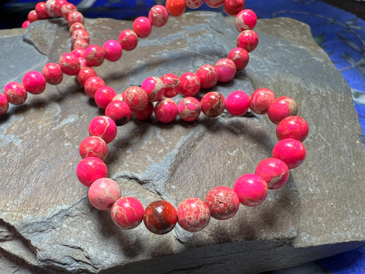6 x hot pink Sediment Jasper beads 4mm / Gemstone beads