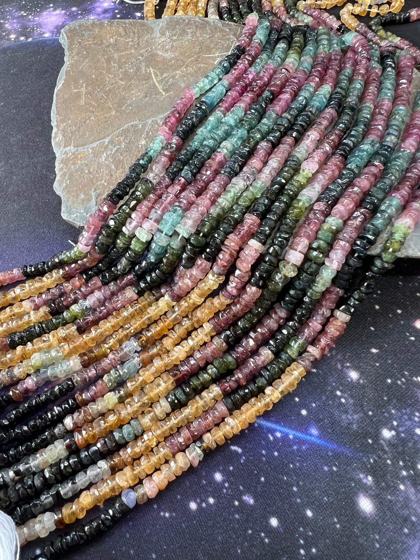 Rustic Watermelon Tourmaline 4mm Approx Handcut Uneven / Rondelle Beads / 34cm Strand / Watermelon