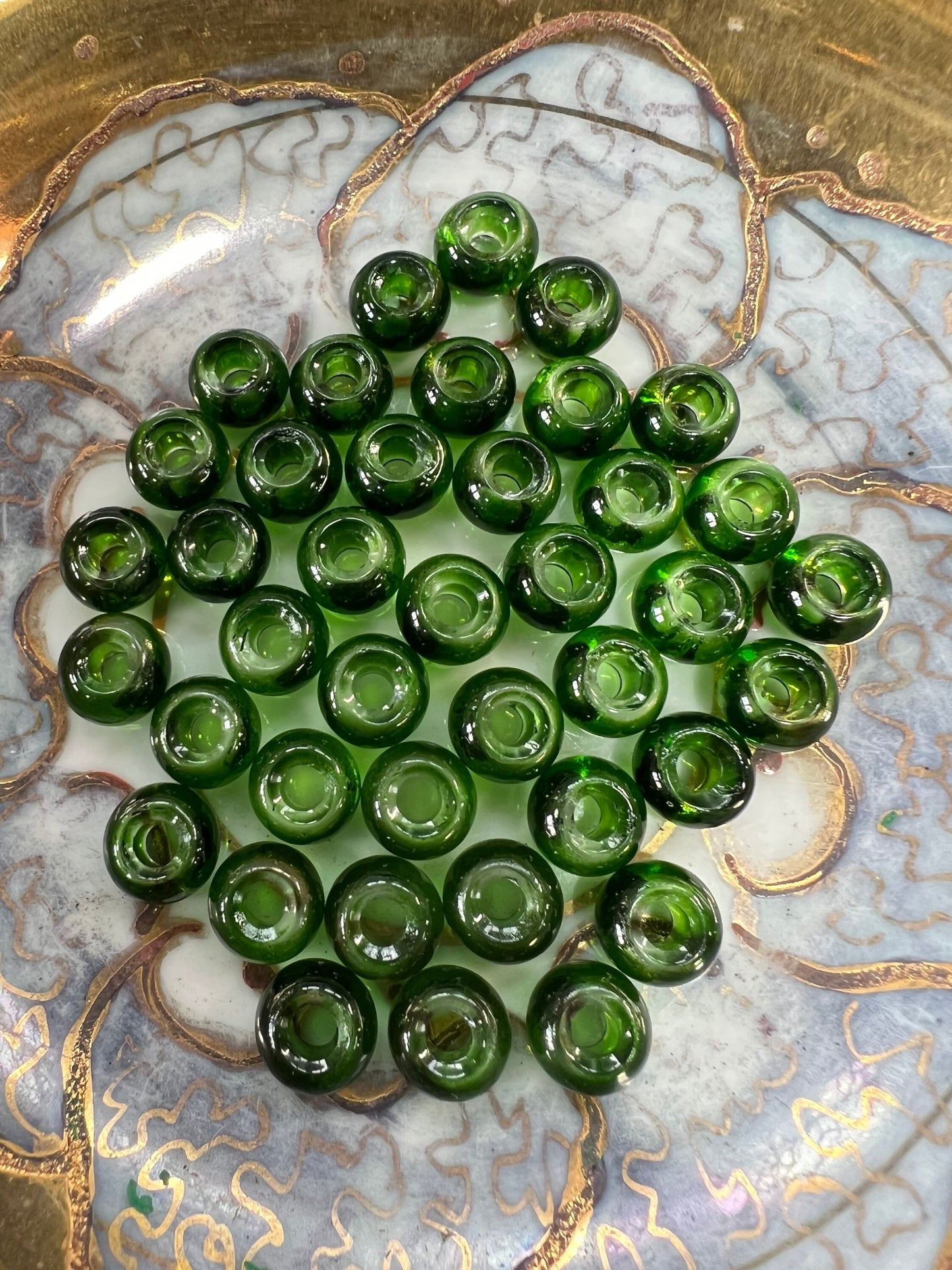 Beautiful Russian Diopside Vibrant Green Glass Large Hole Rondelle Beads 8 x 5 mm Choose Quantity