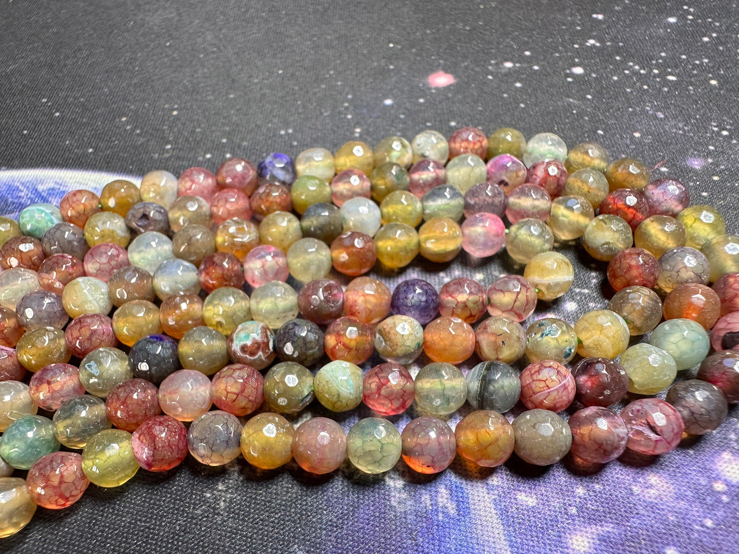 6 x Amazing rustic Mixed Jewel Tone Autumn Mix Agate faceted round beads 6mm / Mixed Gemstone Beads / Multi Agate Beads / 6 beads