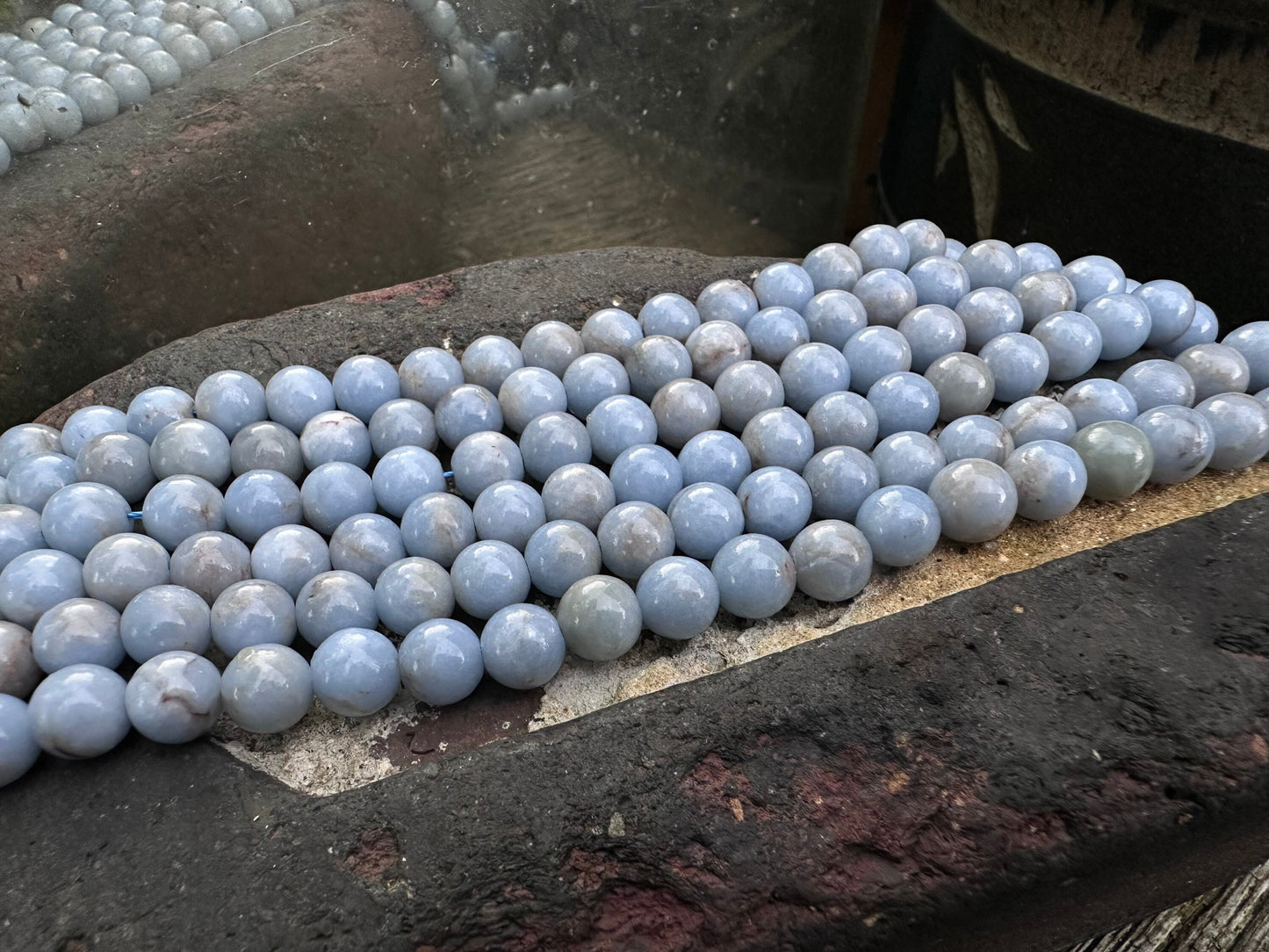 Rustic natural Soft Blue Angelite round Beads - Gemstone beads for Healing 6mm or 8mm