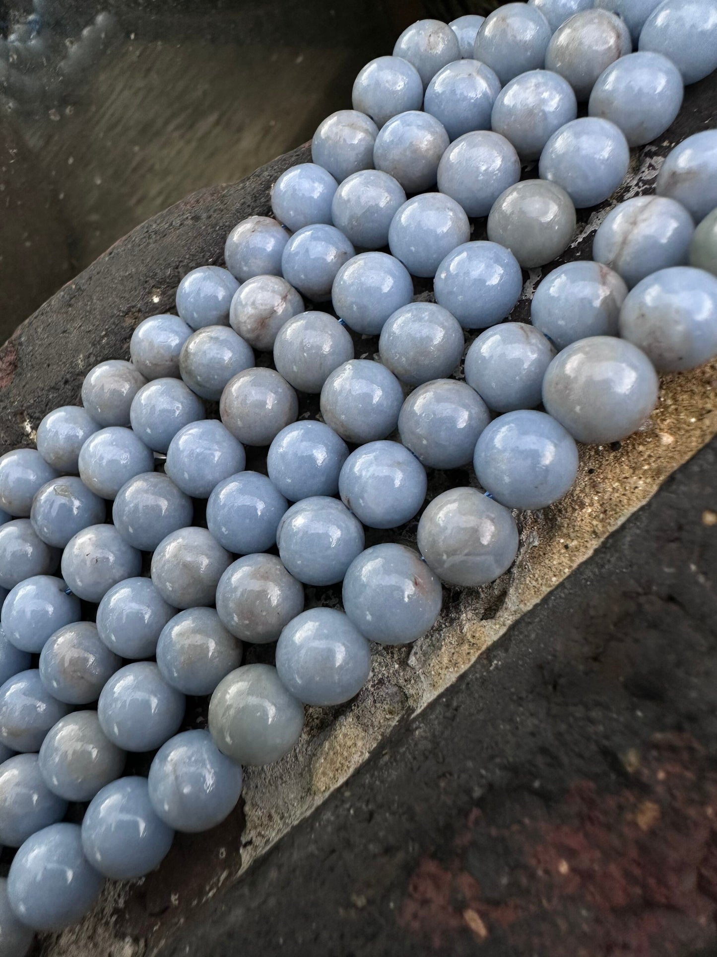 Rustic natural Soft Blue Angelite round Beads - Gemstone beads for Healing 6mm or 8mm