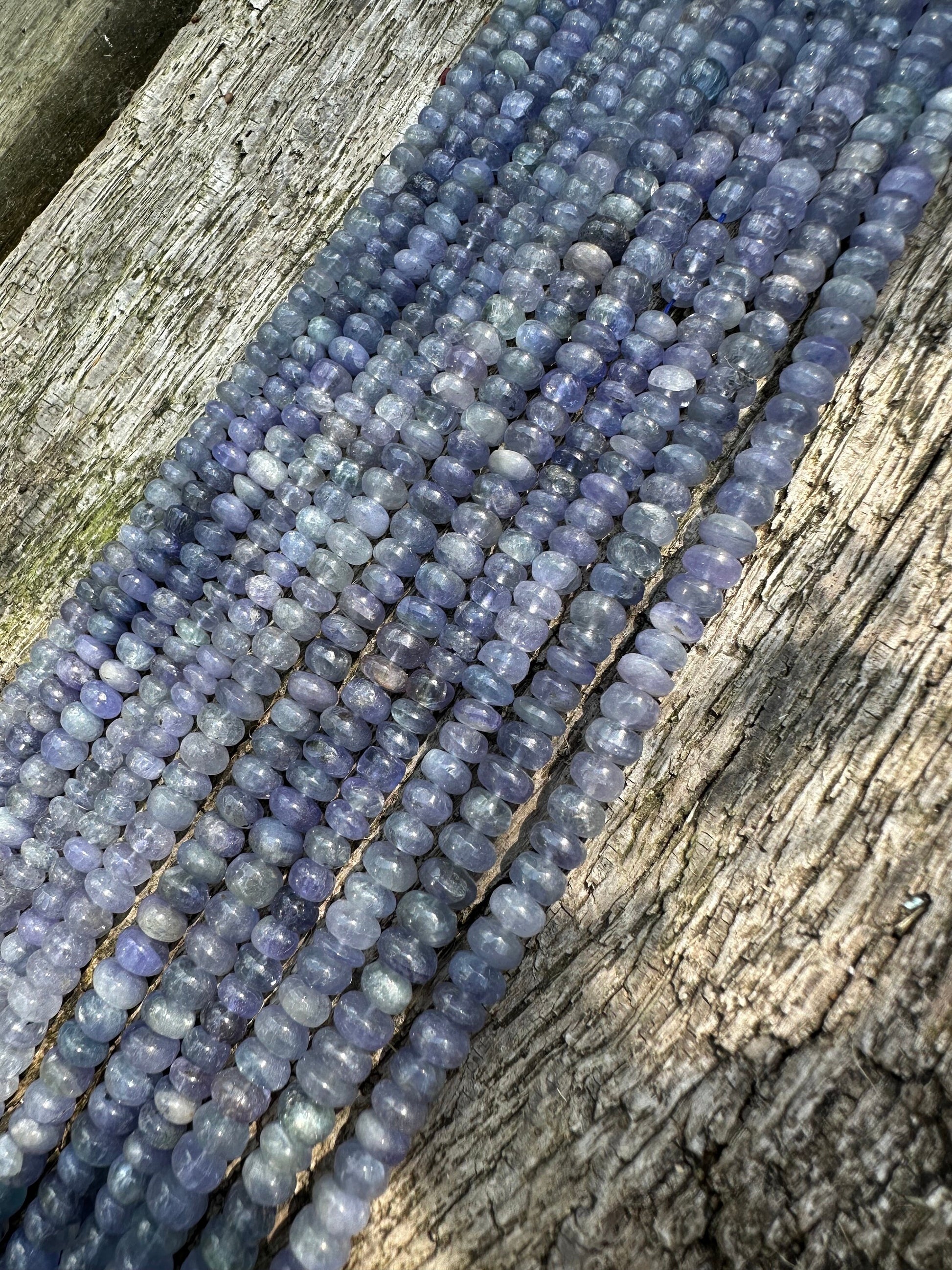 Natural Handcut Rustic Tanzanite Ethereal Wisteria Purple Smooth multi tonal rondelles 5-6mm