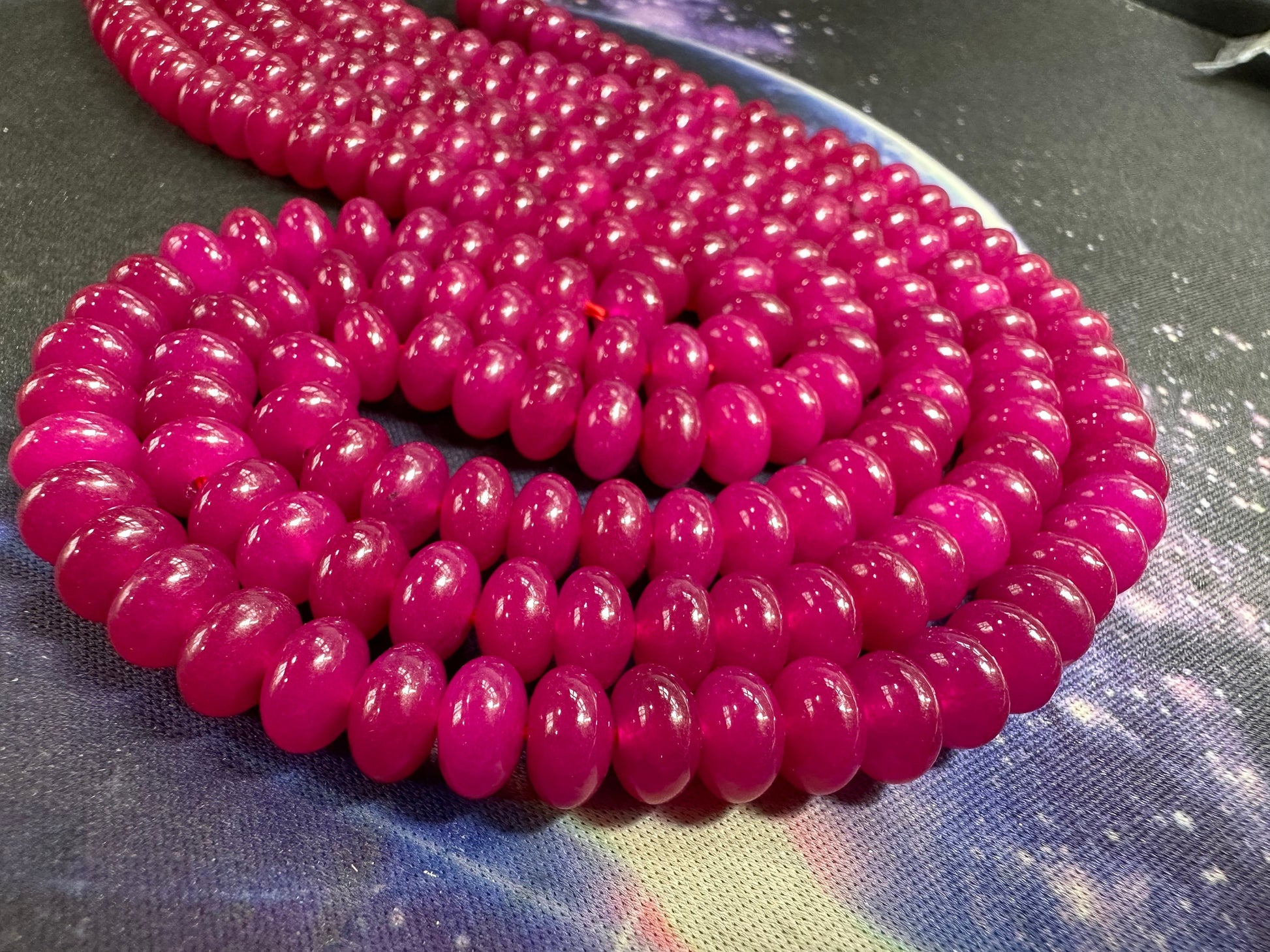 NEW Hot Deep Pink Chalcedony Smooth Rondelles 8 x 5 mm / jewellery beads / Rondelles / Gemstone Beads / Disc spacer beads