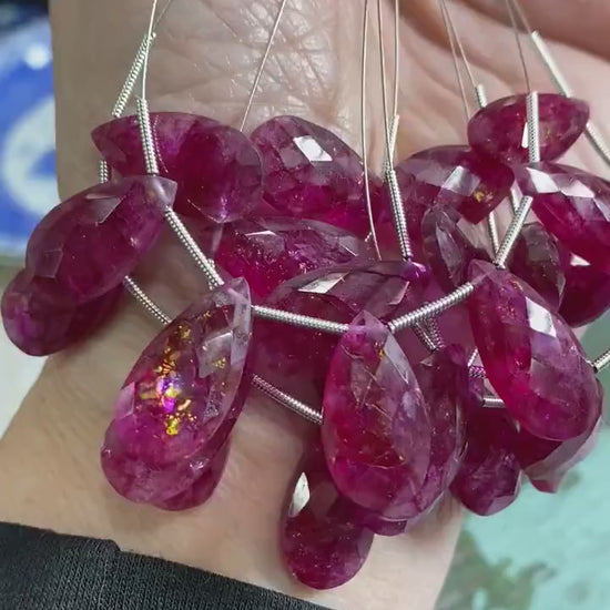 Amazing hand faceted Ruby Large Briolette   Beads 20mm and Dyed Ruby Beads Jewellellry Making Red Gemstone 1 BEAD