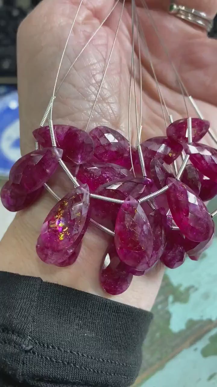 Amazing hand faceted Ruby Large Briolette   Beads 20mm and Dyed Ruby Beads Jewellellry Making Red Gemstone 1 BEAD