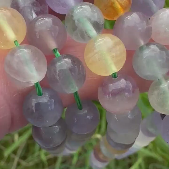 Rainbow Blue Lavendar Lilac Fluorite  Fluorite Gemstone Beads / Natural Gemstone Beads / Fluorite Beads /