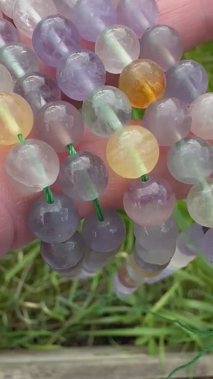 Rainbow Blue Lavendar Lilac Fluorite  Fluorite Gemstone Beads / Natural Gemstone Beads / Fluorite Beads /