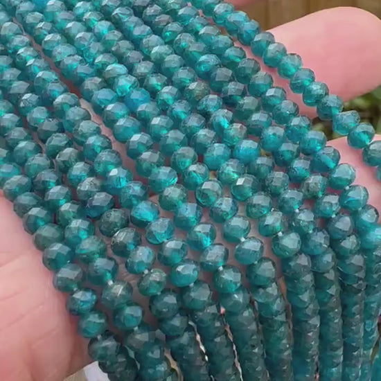 Rustic Neon Blue Apatite Hand Cut Faceted Rondelle Disc Spacer Beads Teal Gemstone Beads Sea Ocean Blue Gemstone Beads 4mm approx