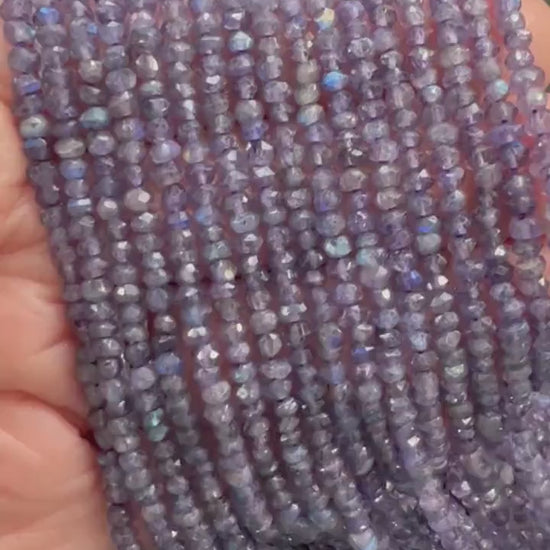 Purple Labradorite Rondelle handmade faceted Rondelle Beads 3.2mm approx Handcut rustic beads