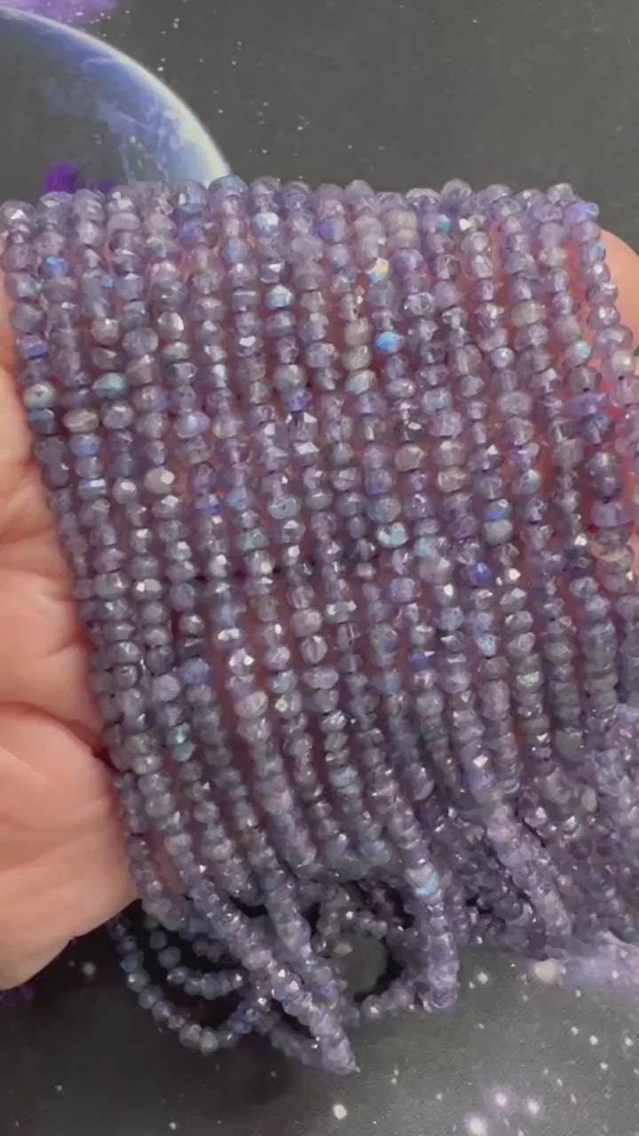 Purple Labradorite Rondelle handmade faceted Rondelle Beads 3.2mm approx Handcut rustic beads