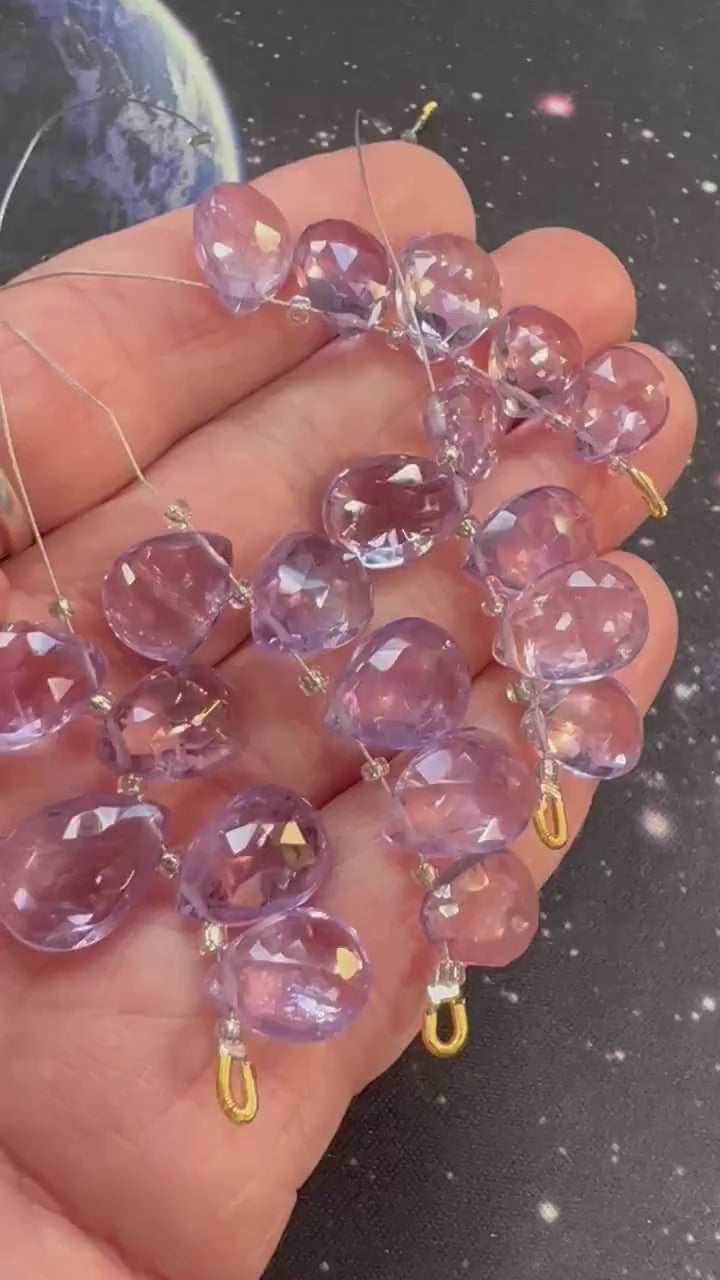 Rustic handcut Brazilian Lilac Amethyst  Faceted flat pear Briolette Beads 11-14mm Amethyst Beads Purple Amethyst  Beads  Amethyst