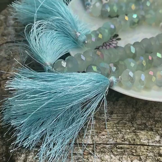 Natural Rustic Aqua Mystic AB Coated Chalcedony Faceted Large Handcut  Rondelle beads 8-9mm approx CHOOSE QUANTITY heart rondelles