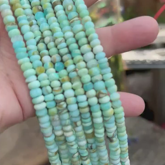 Amazing glowy multi tonal  Aqua blue green Opal Blue rondelle beads spacer unique beads 5-6mm  approx handcut rustic beads