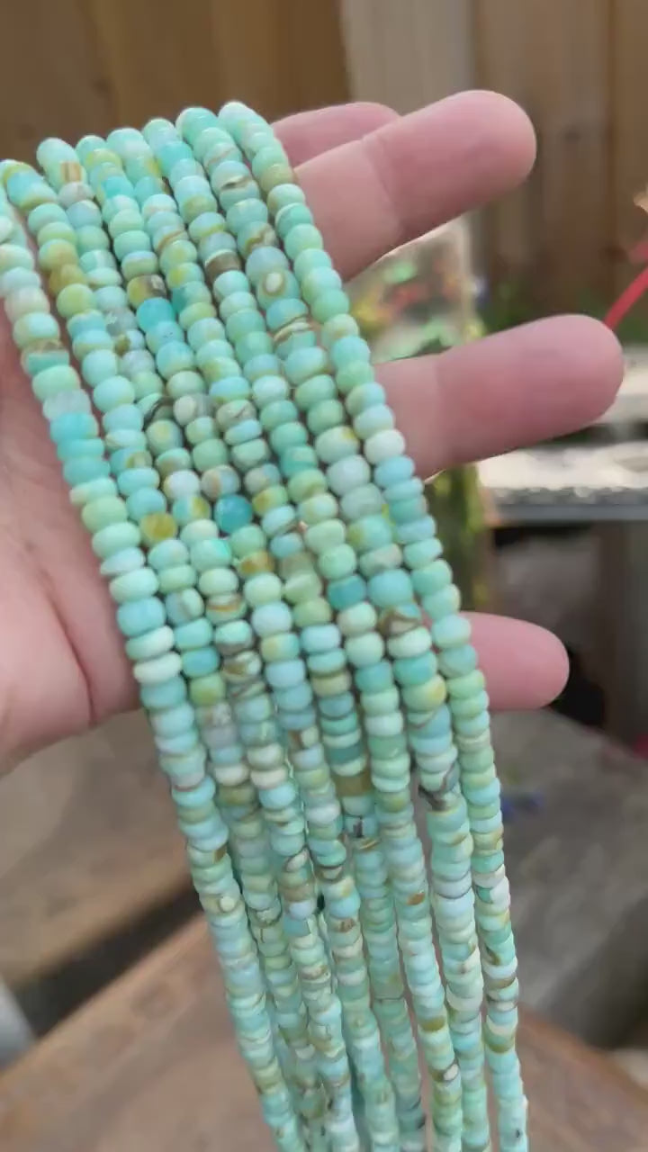 Amazing glowy multi tonal  Aqua blue green Opal Blue rondelle beads spacer unique beads 5-6mm  approx handcut rustic beads