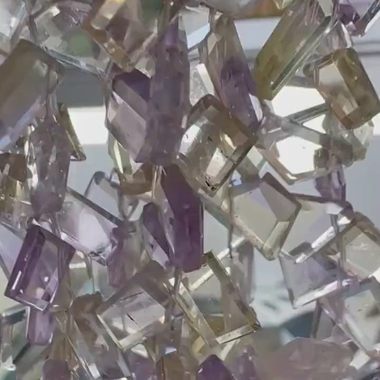 High Quality Hand Faceted Step cut Geometric Super Clear Ametrine Gemstone Briolette Slice shapes