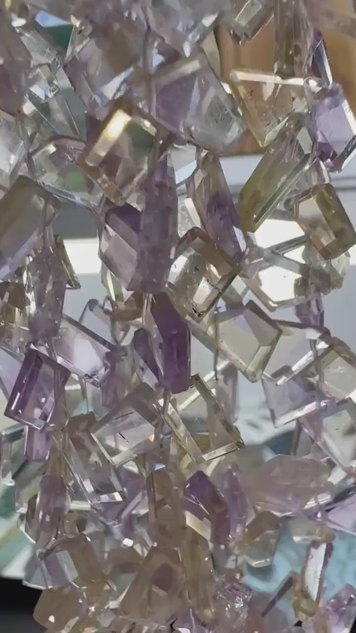 High Quality Hand Faceted Step cut Geometric Super Clear Ametrine Gemstone Briolette Slice shapes