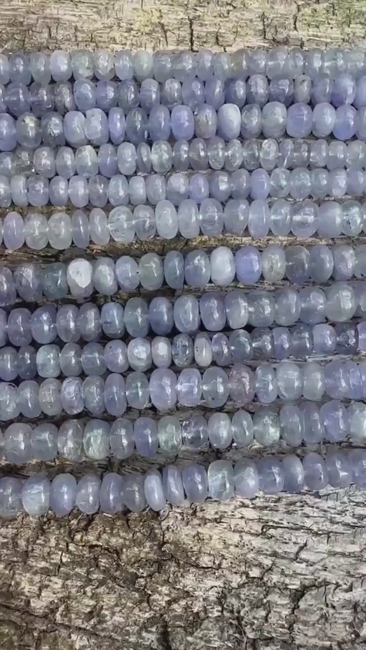 Natural Handcut  Rustic Tanzanite Ethereal Wisteria Purple Smooth multi tonal rondelles 5-6mm
