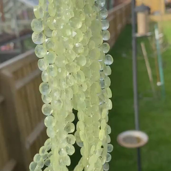 Rustic natural with inclusions clear green lime  hand faceted Prehnite heart Briolette beads 6-8mm Choose Quantity