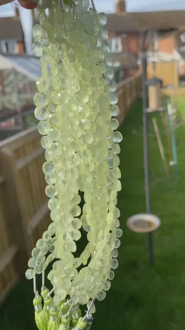 Rustic natural with inclusions clear green lime  hand faceted Prehnite heart Briolette beads 6-8mm Choose Quantity