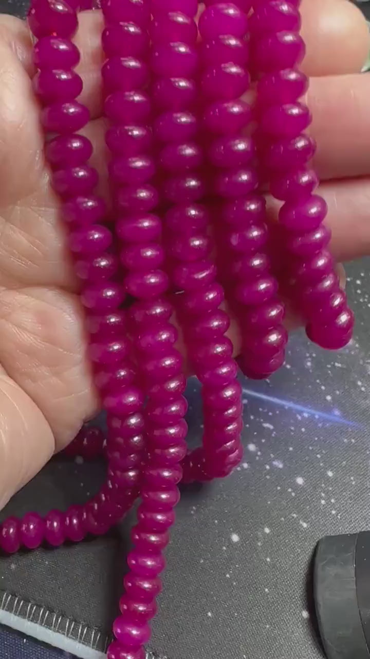 NEW Hot Deep  Pink Chalcedony  Smooth Rondelles 8 x 5 mm / jewellery  beads / Rondelles /  Gemstone Beads / Disc spacer beads