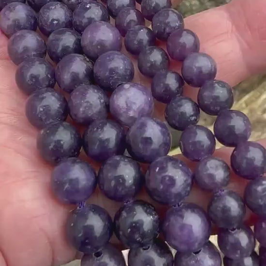 Handmade Purple Lepidolite Round Beads 6 or 8 mm / Purple Gemstone Beads / Sparkling Beads / Jewellery Making  Gemstone Beads /