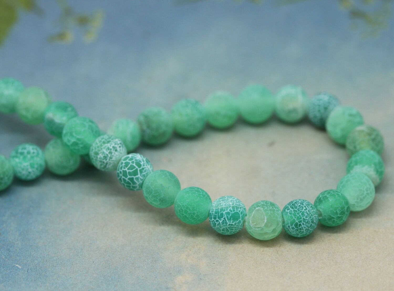 Green Desert Agate Gemstone Beads 4, 6, 8 mm Matte Agate Beads /Desert Agate Beads /Cracked Agate Beads Efflorescent - 6 beads