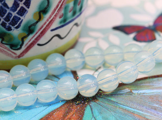 Opalite Round Beads Choose 4, 6, 8 or 10 mm / Glowy Moonstone Tones Opalite Beads / Sea Opal Beads 6 beads round Beads Opalite Moonstone
