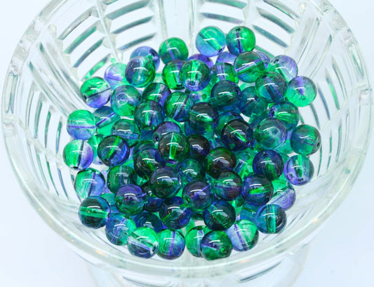 Green and Purple Czech Glass Magic Shine Beads 8mm / Two Tone beads / Best ever Beads / Amazing sparkle beads