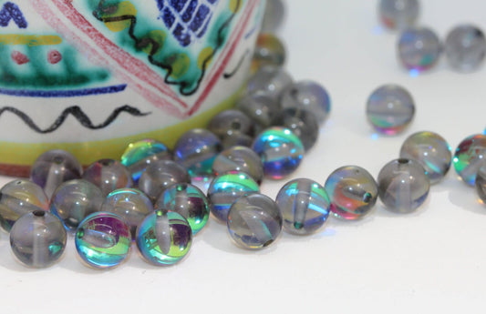 4 beads Blue Green Purple Rainbow Glass Magic Shine Beads 8 and 10 mm / Two Tone beads / Best ever Beads / Amazing sparkle beads / 4