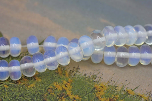 Opalite Rondelle Beads 8 x 5 mm / Sea Opal Beads / Glowing Moonstone Gemstone Beads / Opalite round beads 6 beads