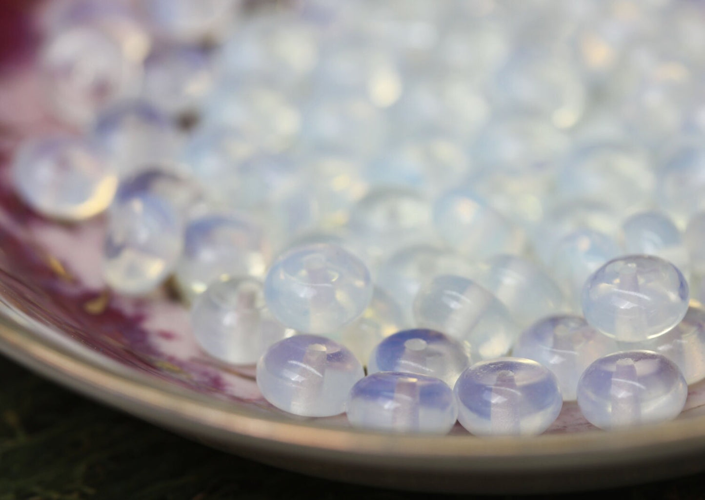 Opalite Rondelle Beads 8 x 5 mm / Sea Opal Beads / Glowing Moonstone Gemstone Beads / Opalite round beads 6 beads