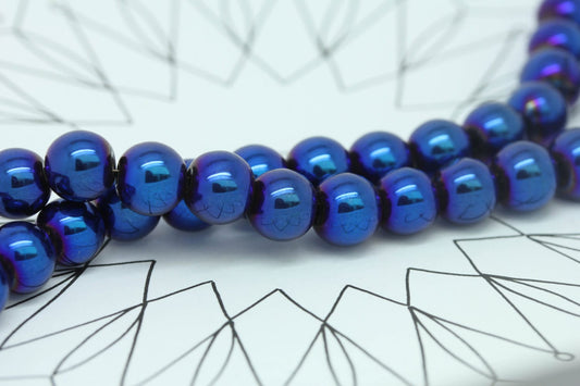 Magic Blue Titanium Plated Crystal Round Beads 12 mm / Metallic Blue Beads / Electric Blue Glass Beads 4 BEADS