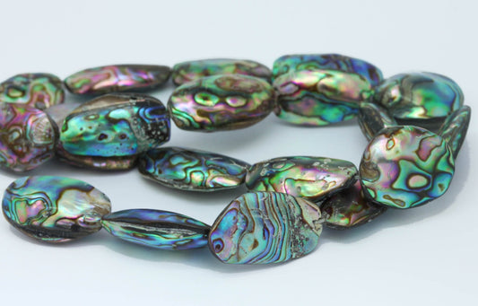 Natural Blue green Abalone oval Double Sided shell Beads 15 - 25 mm approx Abalone Shell Beads Amazing Patterns Rustic Shell / 1 bead