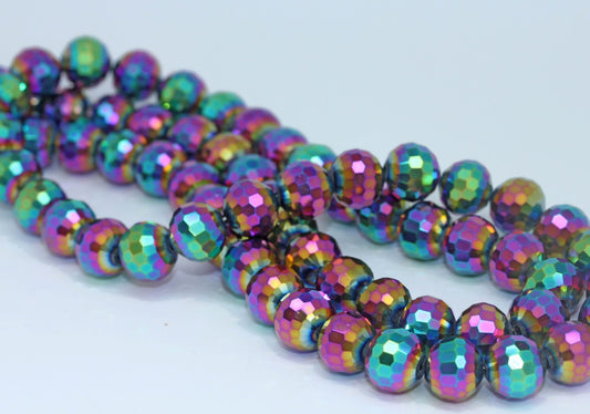 Titanium plated faceted 10mm crystal Beads / Rainbow Crystal Glass Beads / Titanium Faceted Beads 10mm / 4 beads