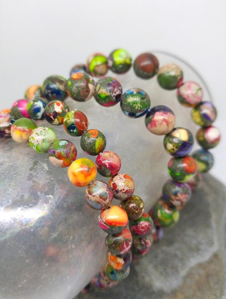 4 x Imperial Rainbow Jasper Round beads / Jasper Gemstone Beads / Marble Jasper Beads / gemstone Beads / 4 beads