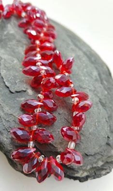 Faceted Red Silver Crystal Briolettes Beads 12 mm Teardrop Beads / Teardrops High Quality Crystal Glass Beads / 3 beads