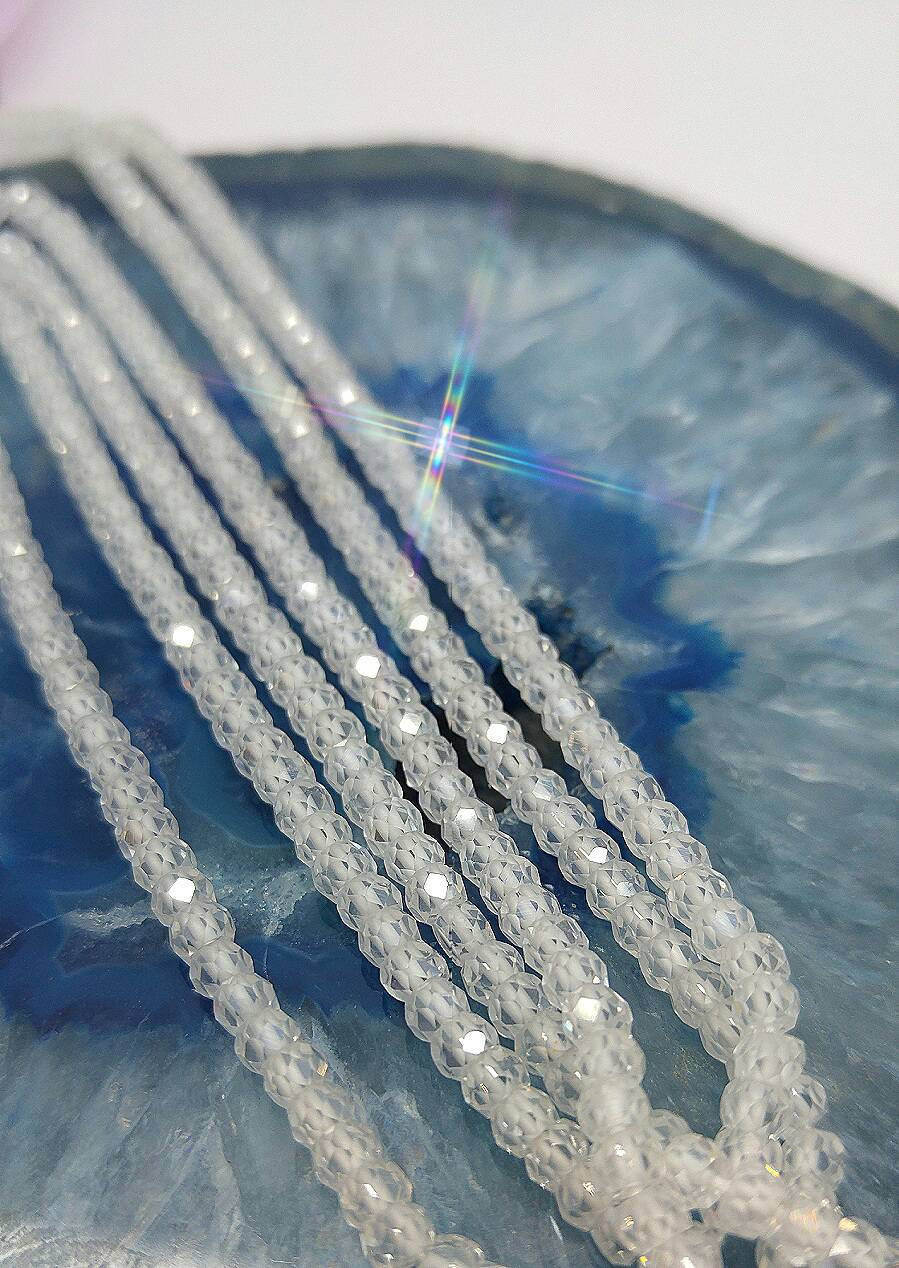 Cubic Zirconia Diamond Shine Clear Sparkly Micro Faceted Rondelle Beads 3 mm CZ Beads Sparkly beads