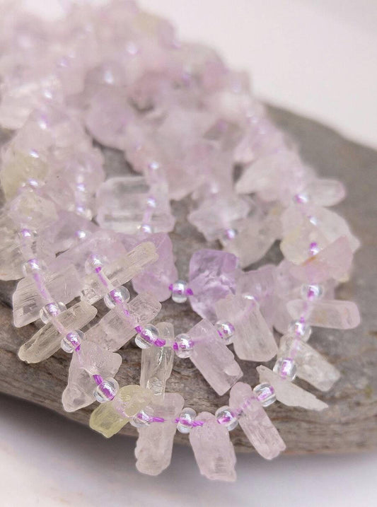 Rare pretty Natural Crystal Kunzite Beads. Kunzite Wands. Kunzite chunks freeform. Choose Quantity