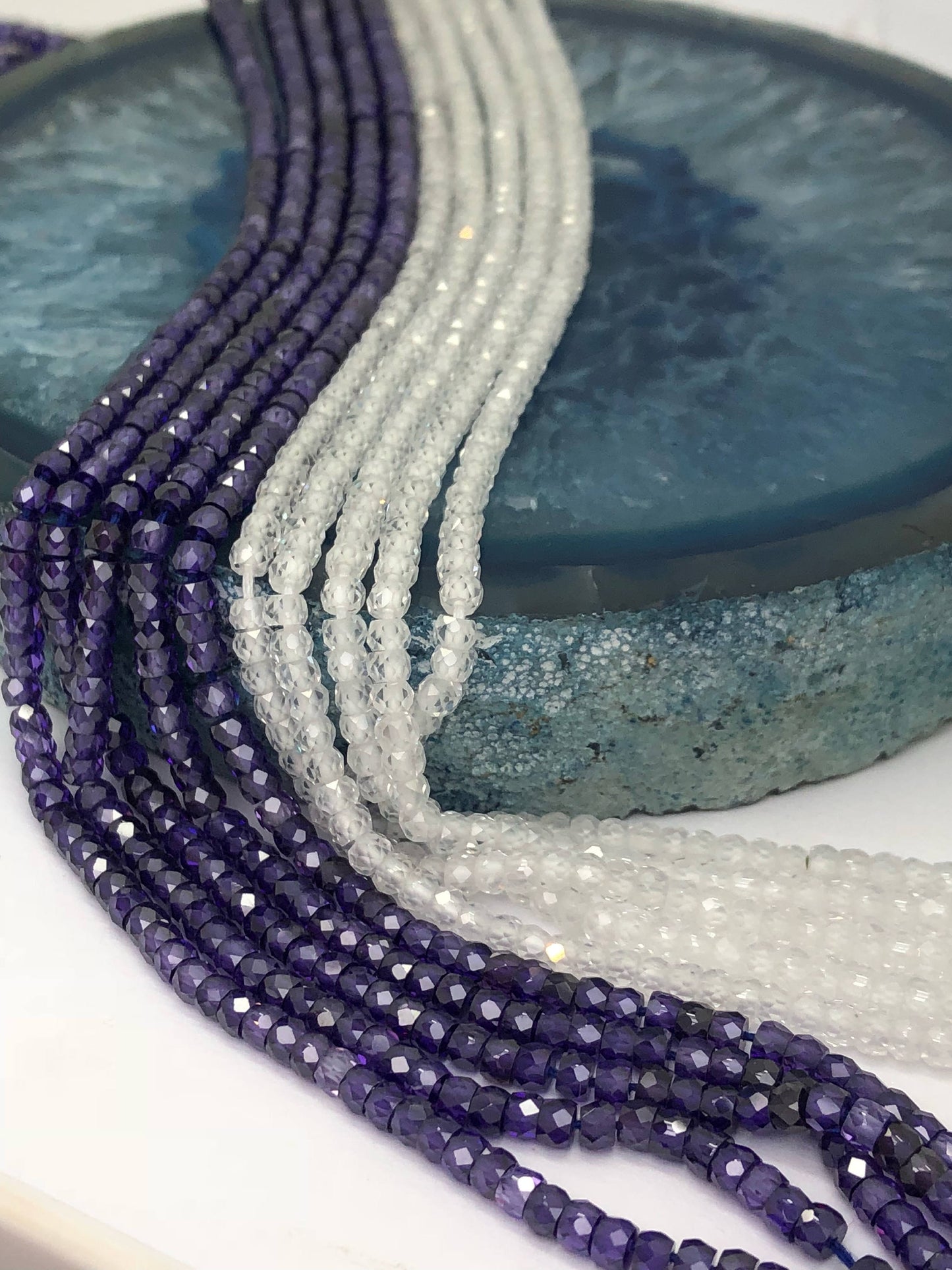 Cubic Zirconia Diamond Shine Clear Sparkly Micro Faceted Rondelle Beads 3 mm CZ Beads Sparkly beads