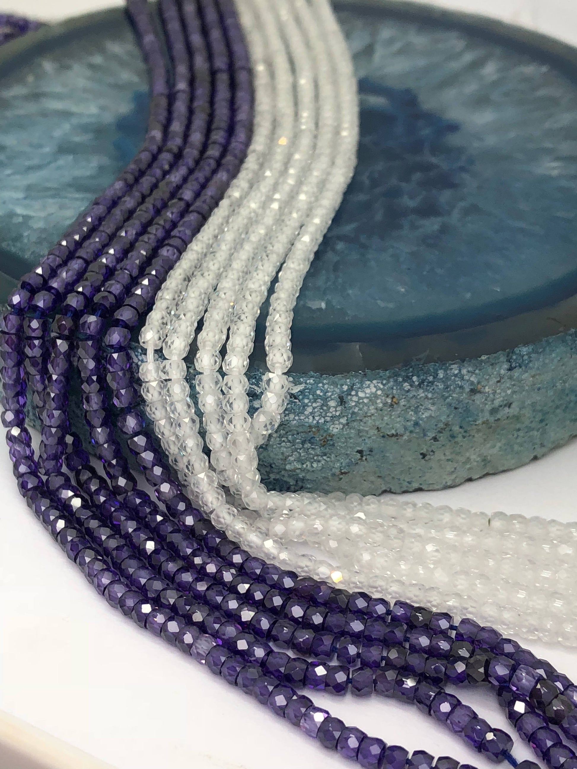 Cubic Zirconia Diamond Shine Clear Sparkly Micro Faceted Rondelle Beads 3 mm CZ Beads Sparkly beads